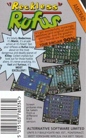 Reckless Rufus (UK) (1992) box cover back